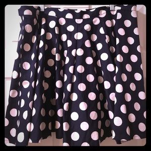 NEW/Never worn navy/cream ASOS polka dot skirt
